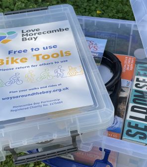 We're so excited to be helping local #MorecambeBay businesses become even more welcoming to cyclists and walkers. 
Look out for our #LOVEMorecambeBay 'Welcome Cyclists and Walkers' boxes, popping up at cafes, shops, hotels, B+Bs and campsites around the Bay - whether you need to give your bike tyres a quick pump up, make a bike repair, or plan your next Morecambe Bay outing, you'll find what you need in these super-useful, free to use kit boxes 🚲🦼 🗺
#waysaroundthebay @levensvillageshop @kentsbankholiday_grange @thebathmorecambe @theroyalhotelandbar Abbey Mill coffee shop  Bosun's Locker Cafe